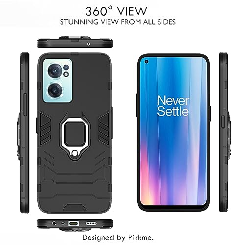 Image of Pikkme Back Cover for OnePlus Nord CE 2 5G | 360 Protection | Ring Holder | Kickstand | Tough Armor Case (Black)
