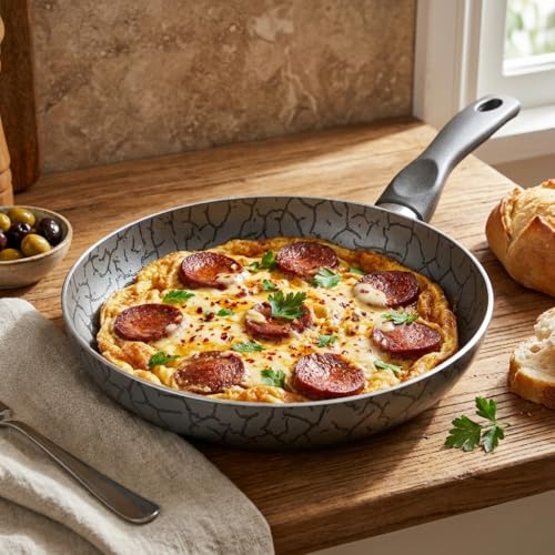 Tava; Desert 20 cm Maxi, İç-Dış Gri Siyah Magma Efektli Yapışmaz Kaplamalı Çizilmelere Karşı Dirençli Omlet ve Krep Tavası