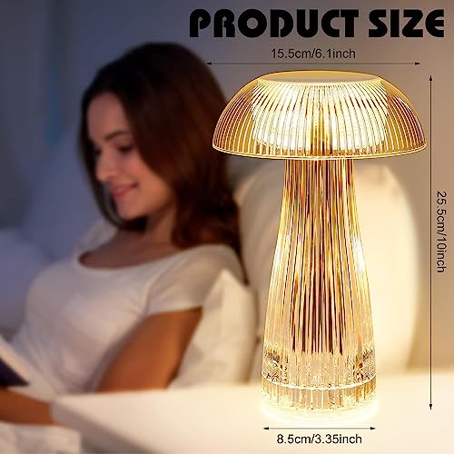 Image of XERGY Crystal Jellyfish Shape LED Table Lamp, Touch Control with Colors Changing and USB Rechargeable Night Light for Kids Nursery, Home Decor (Warm White, Cool White, Netural Light)