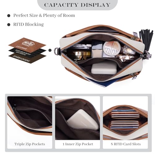 Image of Roulens Triple Zip Small Crossbody Bag for women,Wide Strap Cell Phone Purse Shoulder Handbag Wallet with Credit Card Slots | Triple Zip