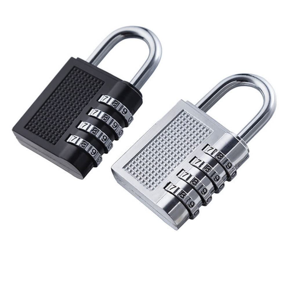 Lucchetti a combinazione， Lucchetti per valigie Lucchetto con codice, lucchetto a combinazione a 4 cifre in lega di zinco, lucchetto a combinazione for armadietti(Black)