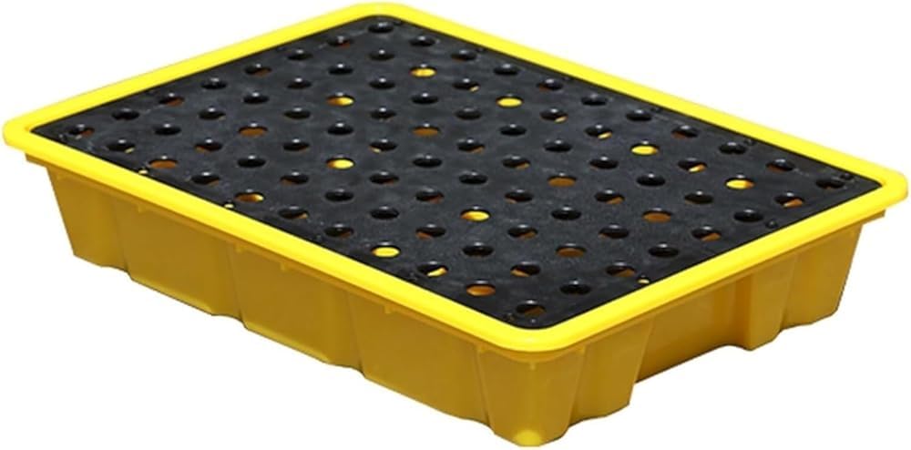 LVSEWOA Heavy-Duty Spill Containment Pallet with Drain Outlet, Removable Grate, Stackable Design, Anti-Skid Surface