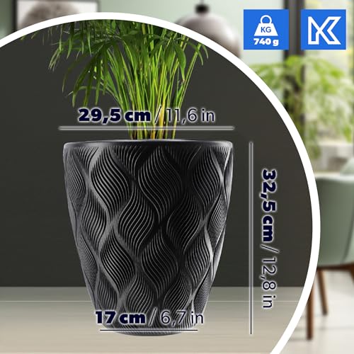 KADAX Blumentopf mit Einsatz und Griffen, Pflanzkübel aus Kunststoff in 5 Größen, UV-Resistenter Topf, Wetterbeständige Pflanzvase hoch… – Ansicht 2