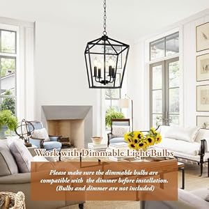 Black Farmhouse Chandelier, 4-Light Foyer Lighting Fixtures for Dining Room — photo 5 of 6
