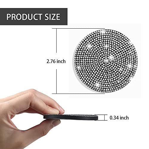Car Cup Holder Coaster, 2 Pack Fashion Anti-Slip Shockproof Universal Vehicle Cup Holders Coasters Insert Bling Crystal Rhinestone Auto Automotive Interior Accessories For Women （Black） #TOP1