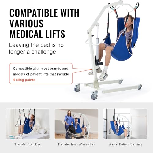 Image of VEVOR Universal Full Body Patient Lift Sling - Medium, Patient Lift Medical Sling for Easy Transfer and Bathing, Polyester Patient Aid Transfer Sling for Elderly, Disabled, Bedridden, 600LBS Capacity