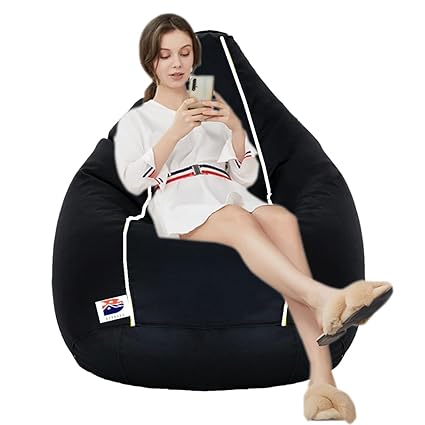 Devogue Brand XXXL Leatherette Bean Bag Cover Without Beans (Black with White Piping)