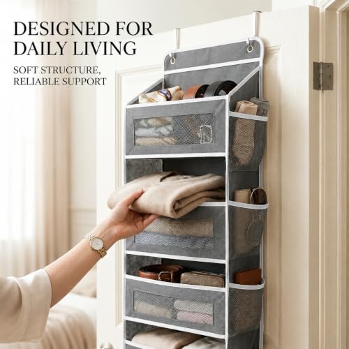 Image of JD FRESH Over the Door Organizer with Large Pockets /Multipurpose Door Storage and Anti-Tilt Hanging Storage for Bedroom /Bathroom, Pantry, Nursery Supplies Organiser