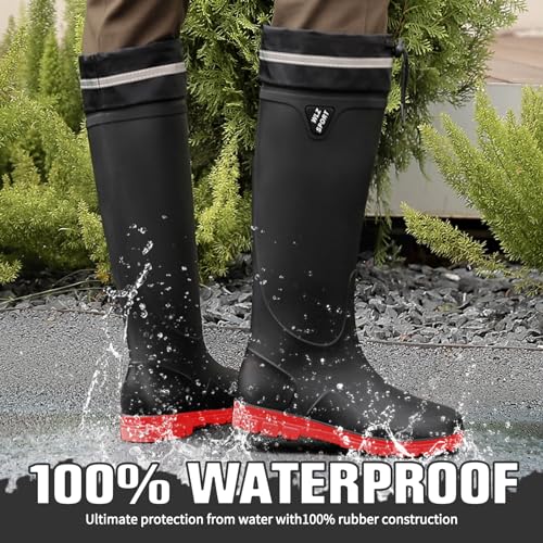 HSBDNZQ Rain Boots for Men Waterproof Mens Knee High Rubber Boots with PVC, Comfort Lightweight Work Mud Boots, Durable Slip Garden Boots for Gardening Fishing2
