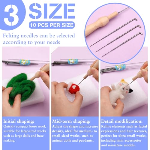 Image of Yizzvb 30 PCS Needle Felting Needles, 3 Sizes Wool Felting Needles, Needle Felting Tools Supplies Kit with Storage Box for DIY Wool Felting Crafts