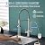 ROVOGO Kitchen Sink Faucet with Filtered Water Dispenser and Pull Down Sprayer, Dual Handle Single Hole Stainless Steel Spring Faucet 3 in 1, Brushed, Without Water Filtration Device