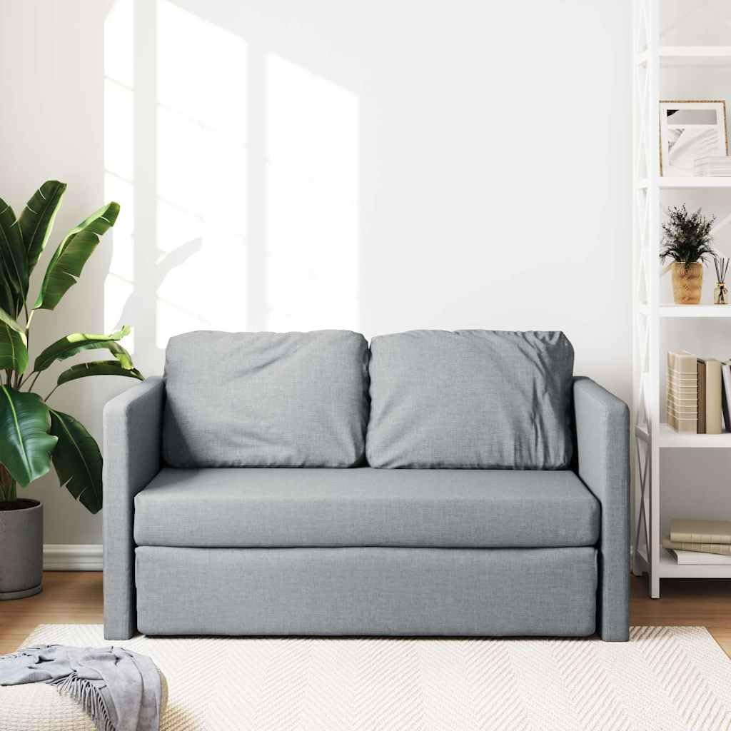 Sofá de suelo con función de dormir, color gris claro, 112 x 174 x 55 cm, tela, sofá cama de 2 plazas, plegable con estructura de metal, convertible en cama de doble suelo, acolchado grueso