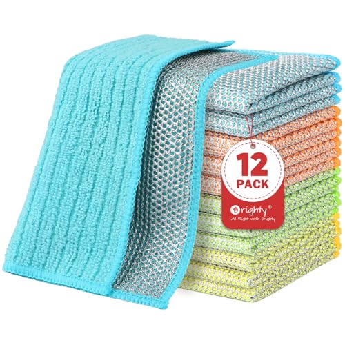 Comparison: Best Dishcloths For Washing Dishes 6 Orighty Multipurpose Wire Dishwashing Rag 12 Pcs, Upgraded Double-Layer Non-Scratch Wire Dish Cleaning Cloths, Kitchen Reusable Steel Scrubber, Powerful Dishcloth Rag for Cookware, Multicolor, 7"x8"
