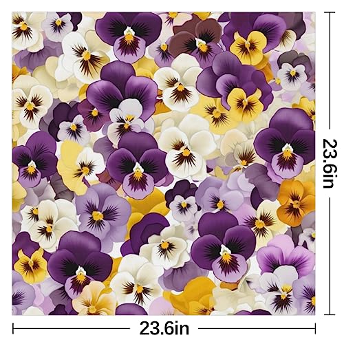 QsirBC Cartoon Pansy Square Silk Scarf, Summer Head Scarf, Hair Scarf for Women Soft Smoothness for Travel Yoga Handkerchief Shawl Sunscreen Gift 23.6× 23.6 Inches2