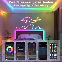 Neon Led Strip 5M RGBIC, LED Streifen Regenbogeneffekt mit APP Fernbedienung, IP65 Outdoor Wasserdichte Flexible LeD Leiste 24V Band Lichtschlauch Musik Sync DIY für Zimmer Raum Wand Gaming Deko – Ansicht 3