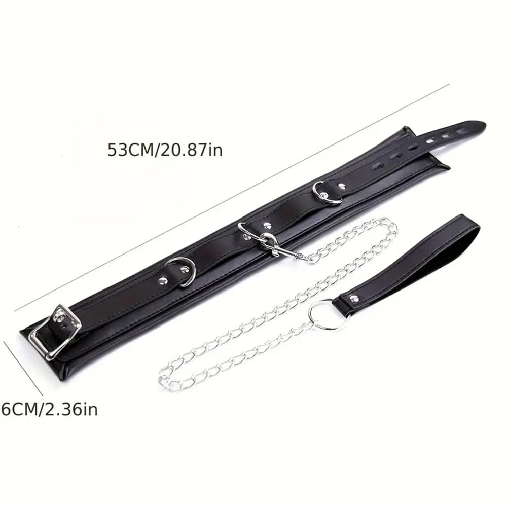 HAZURE 1 collar negro ajustable de piel sintética con juguete de cadena.