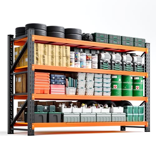 Image of Letaya 71.3 inch W Metal Storage Shelves,5000LBS Heavy Duty Garage Shelving Units, 4 Tier Adjustable Utility Rack Shelf,Large Industrial Shelves,for Shop,Warehouse,Basement (71.3 inch W x 24 inch D x 70 inch H)