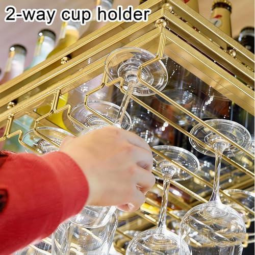 Soporte para Botellas de Vino Ajustable con Estante Acrílico Oro miniatura 2