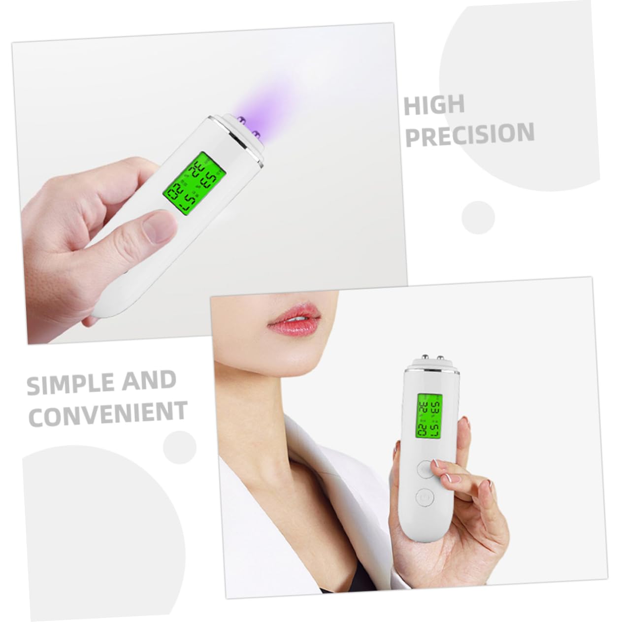 Analizzatore Idratazione Pelle per Viso, Misurazione a Contatto, Bianco