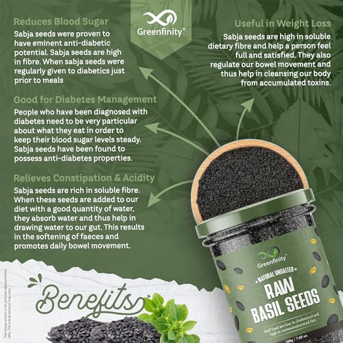 Image of Greenfinity Basil Seeds & Gond Kateera Combo | 200g Sabja Seeds + 100g Tragacanth Gum | Summer Body Coolant | Digestion & Weight Management | 100% Natural | FSSAI Certified