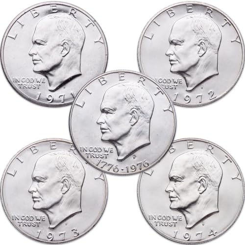 1971-1976 40% Silver Clad Eisenhower Dollar 5-Coin Set Uncirculated