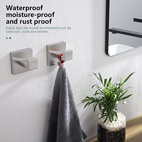 Image of KOKOSIRI Bath Towel Hook Wall Mount Square Robe Hook Coat Hook, Bathroom Kitchen Garage Heavy Duty Wall Mounted, SUS 304 Stainless Steel, Brushed Nickel, B1010BR-P2