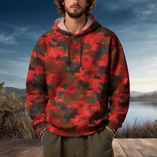 Hoodies for Men Camo Printed Oversized Casual Long Sleeve Sweatshirts Soft Outdoor Fashion Fall Pullover with Pocket2