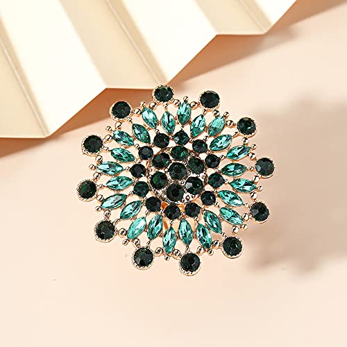 Exaggerated CZ Sunflower Flower Promise Ring for Women Girls Gold Plated Boho Expandable Adjustable Cubir Zirconia Cluster Open Wrap Engagement Rings Comfort Fit Elegant Wedding Birthday Christmas Jewelry Gift4