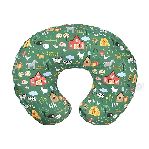 Image of Boppy Nursing Pillow Cover, Green Farm, Cotton Blend, Fits the Original Support for Breastfeeding, Bottle Feeding and Bonding, Cover Only, Sold Separately