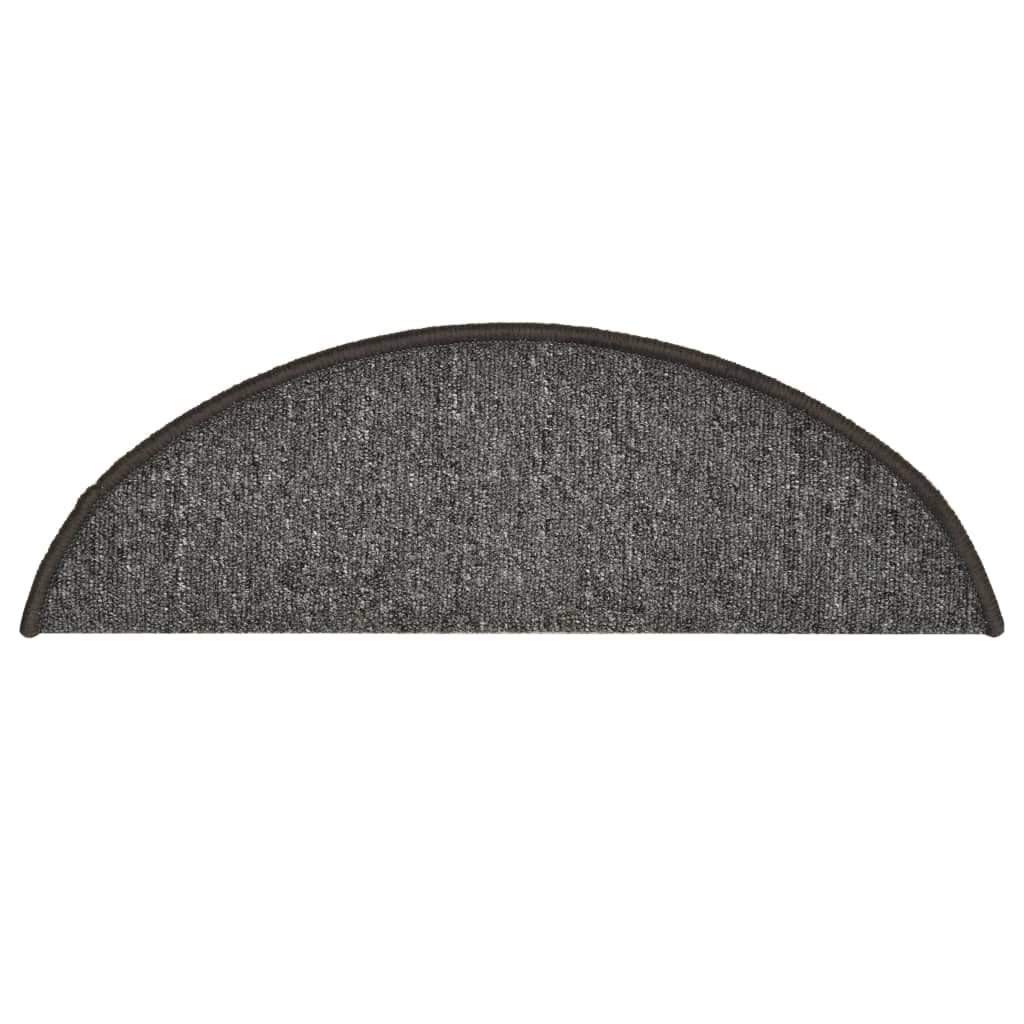 Lot de 15 tapis d'escalier semi-circulaires - Gris foncé - 56 x 17 x 3 cm - Antidérapant - Avec protection contre les marches et les rayures - Pour escaliers en bois, pierre, escaliers