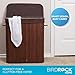 BirdRock Home Double Laundry Hamper with Lid and Cloth Liner | Bamboo | Espresso | Easily Transport Laundry Basket | 2 Section Collapsible Hamper | String Handles