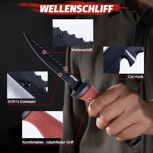 Goture Fischmesser set, Angelmesser set, Filetiermesser Fisch, Filetier-Angelset, Angelmesser mit Scheide, Schärfer, Messerset, Angelausrüstung, Angelgeschenke für Männer