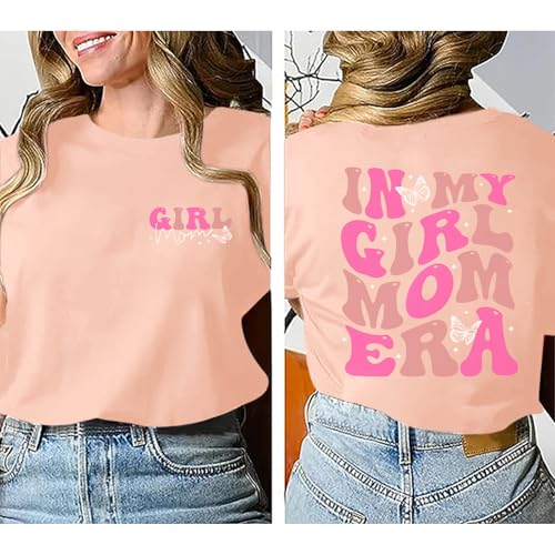 Image of Mama Shirts for Women in My Girl Mom Era Shirt Funny Letter Printed Graphic Tees Casual Tops