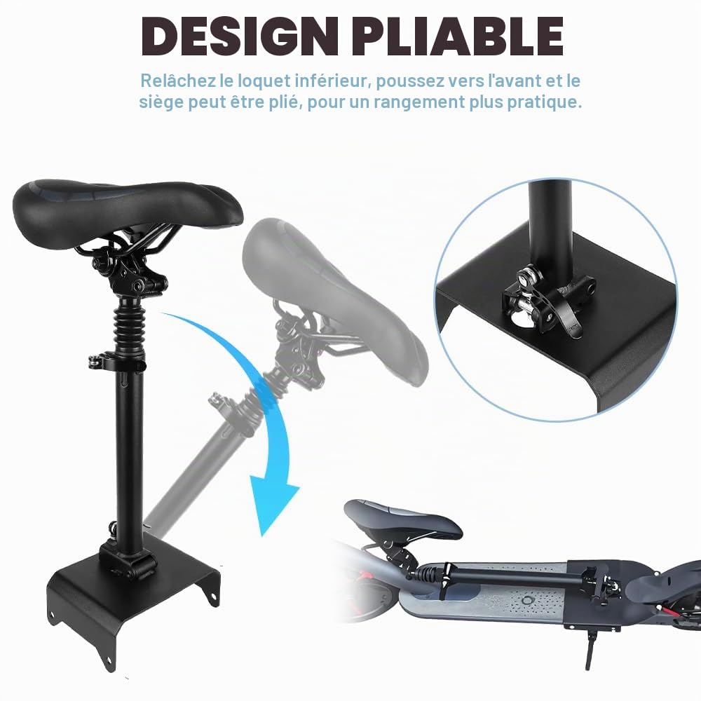 Siège pour trottinette électrique, siège pour trotinette électrique Segway Ninebot F20/F25/F30/F40, siège pliable pour trottinette électrique, siège pour trottinette électrique avec repose-pieds de 17