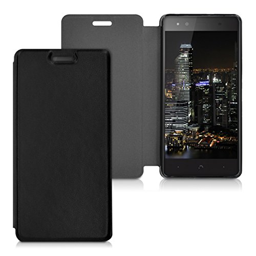 kwmobile Funda movil Compatible con bq Aquaris X5 Plus - Carcasa de Cuero sintético - Case en Negro