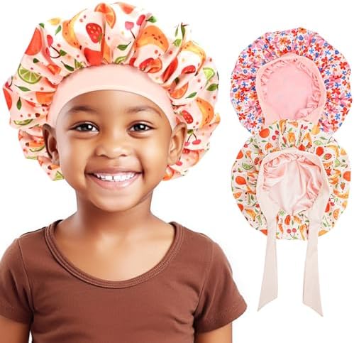Lolalet Kinder Schlafmütze aus Seide, Weiche Elastische Bonnet für Gelockte Mädchen Zöpfe