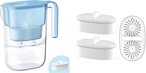 Waterdrop Jarra de filtro de agua Elfin de 7 tazas de larga duración de 200 galones con 1 filtro y filtros de repuesto Waterdrop WD-PF-01A Plus