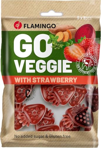 Flamingo Leckerli Hund – Veggie Erdbeere Rot – 120g – glutenfrei – kalorienarm – Zahnpflege Snack
