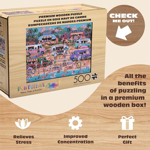 Buffalo Games - 500 Piece Wooden Jigsaw Puzzle Hawaiian Food Truck Festival - image 4