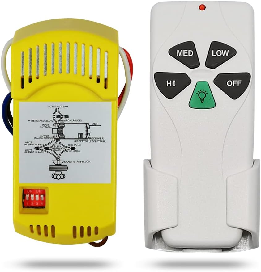 Universal Ceiling Fan Remote Control and Receiver Complete Kit Replace Hampton Bay Harbor Breeze Hunter Westinghouse KUJCE9103 2AAZPFAN-53T FAN-11T FAN-53T FAN-18R