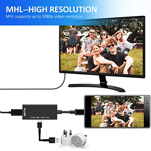 MHL Micro USB to HDMI Cable Adapter, MHL to HDMI 1080P Video Graphic Converter, Cable Adapter with Video Audio Output for Android Smart Phones & Tablets with MHL Function (Black)