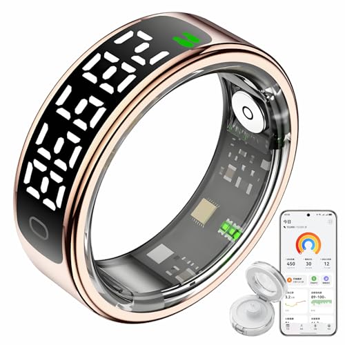 Tyqzor【新登場 & 画面表示】 スマートリング 健康管理 指輪型 活動量計 316Lステンレス製 睡眠計測 心拍数 タッチ操作 ジェスチャーコントロール 5ATM防水 5-7日間持続 軽量 スマートリング 日本語説明書付き Android/Iphone対応専用アプリ（Amazon）