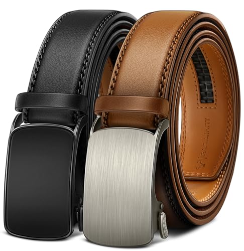 BULLIANT Men Belt 2 Gift Pack, Ratchet Belt Fully Adjustable For Men Dress Casual Pants Jeans 1 3/8