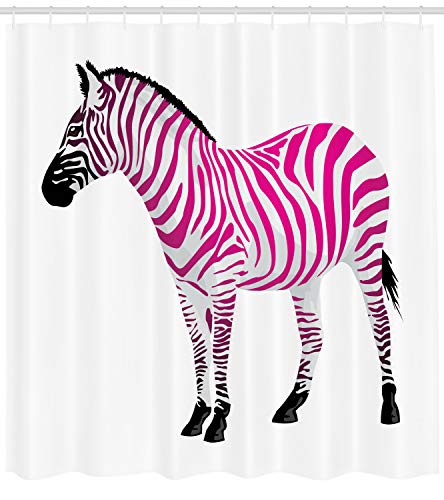 ABAKUHAUS Pink Zebra Shower Curtain, Zebra in Pink Stripes Savannah Animal Wilderness Safari Print - Image 2