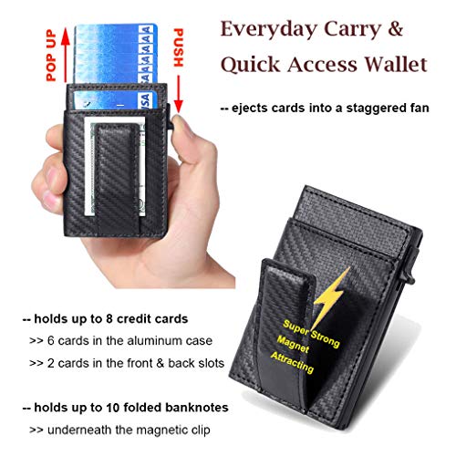 UpLook Pop Up Wallet Card Holder RFID Slim Wallet Card Case with Magnetic Clip (Carbon Fiber Black)2