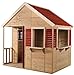 Wendi Toys M12 Summer Villa | Parco giochi per bambini Villa estiva in legno | Bambini Giardino Taglia L Casa con porta piena, finestra, tende, portico, scaffale giocattolo, persiane