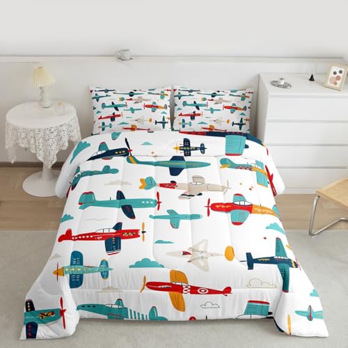 Image of Feelyou Aircraft Bedding Set Full Size for Boys Kids Children