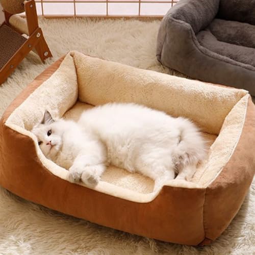 XXIUDEE Hundebett Medium, Orthopädisches Hundesofa, Anti-Angst-Haustierkissen, Weiches Warmes Quadratisches Hundehaus mit Rutschfestem Boden für Katze und Welpe (70 * 50 * 15cm, Grün)