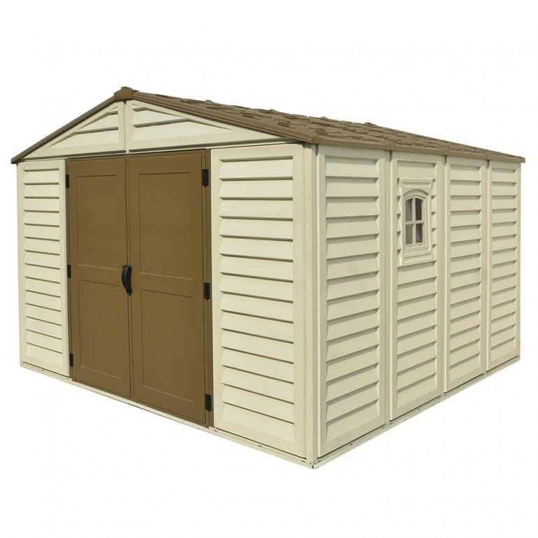 WoodBrige Plus PVC Garden Shed 320 x 320 cm Beige and Brown