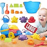 【Ideal para Diversión en Interiores y Exteriores】Este juego es una excelente opción para que los niños jueguen en la playa, en el arenero, en la bañera y construyan animales de nieve en el frío. Los niños pueden comenzar a cavar en la playa con herramientas de pala y llenar el camión con arena. Hay varios moldes de arena para crear castillos complejos y usarlos para crear lindas figuras de arena y estimular sus espíritu creativo.